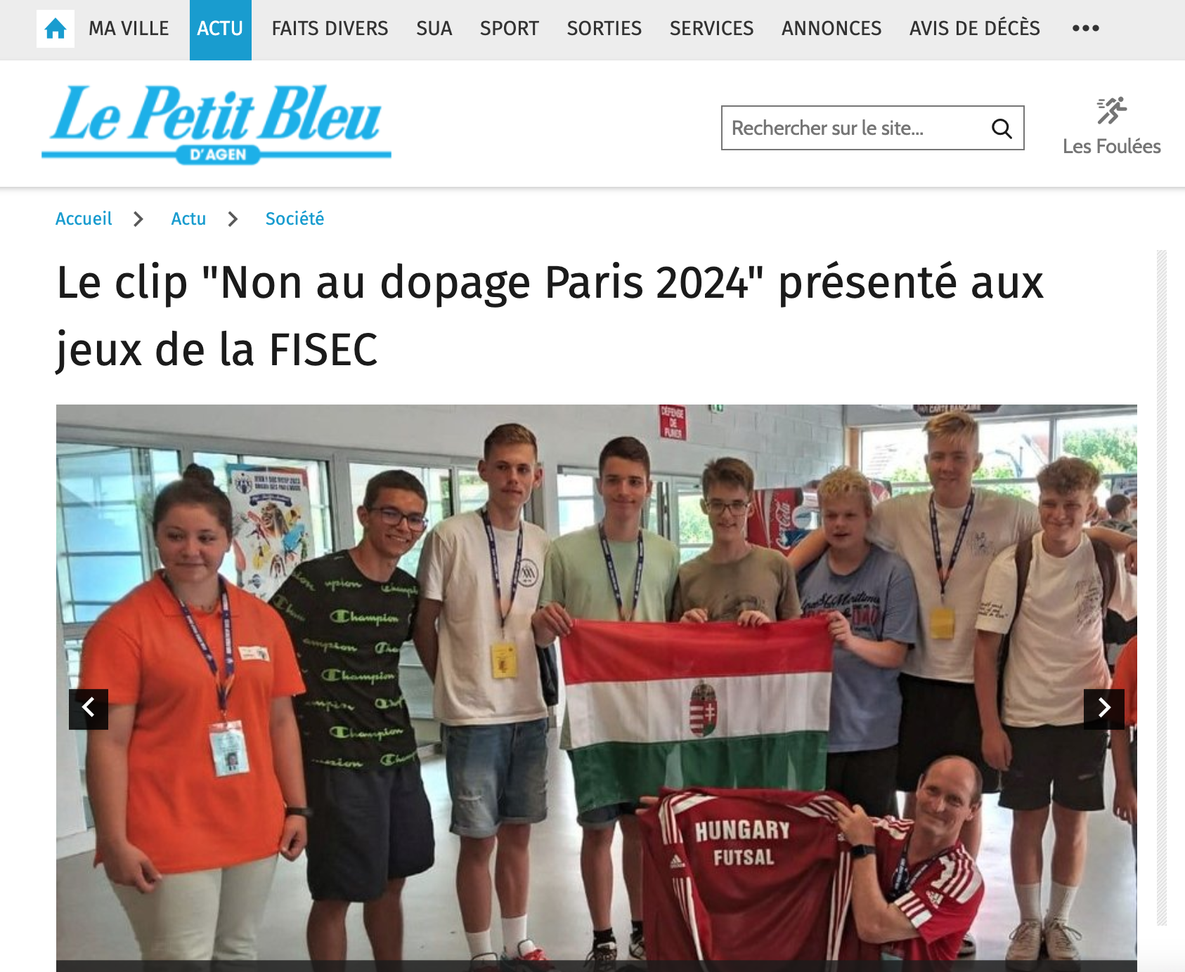 You are currently viewing Le clip « Non au dopage Paris 2024 » présenté aux jeux de la FISEC